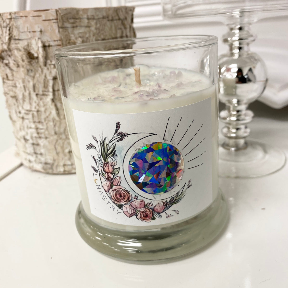 Scratch off Luna soy wax candle hidden message and crystal inside ...